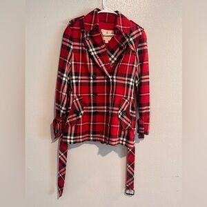 E-Land Red Plaid Double-Breasted Women's Coat 170/92A -US Medium (6/8)